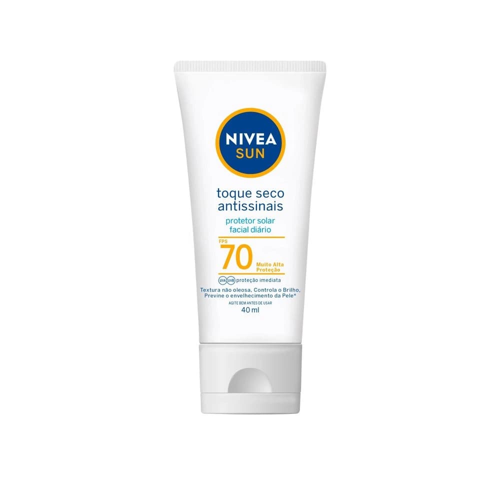 Nivea SUN Protetor Solar Facial Toque Seco Antissinais FPS70 40ml, imagem do produto