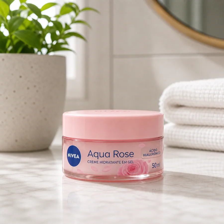 Nivea Nivea Creme Hidratante Em Gel Aqua Rose 50ml, Hidratação Intensa 48h, Formula Leve, Ácido Hialurônico, Brilho Natural, Cuidado Facial Rosas, imagem do produto