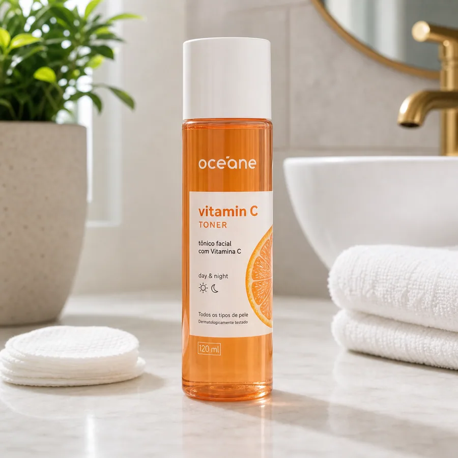Oceane Tônico Facial Com Vitamina C Vitamin C Toner 120ml Momento de aplicação Dia/Noite Tipo de pele Todo tipo de pele, imagem do produto